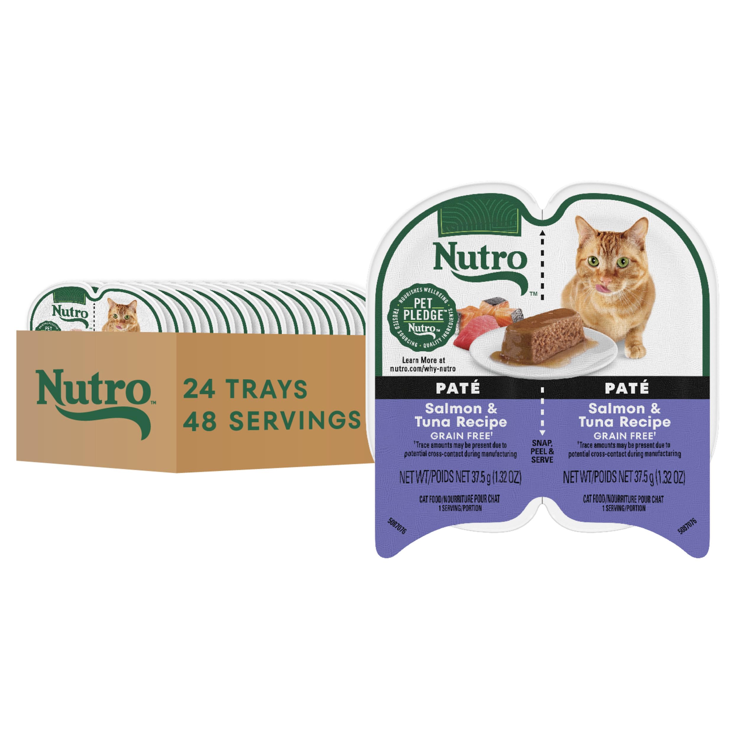 Nutro Perfect Portions pate de salmón y atún para gatos, sabor real.