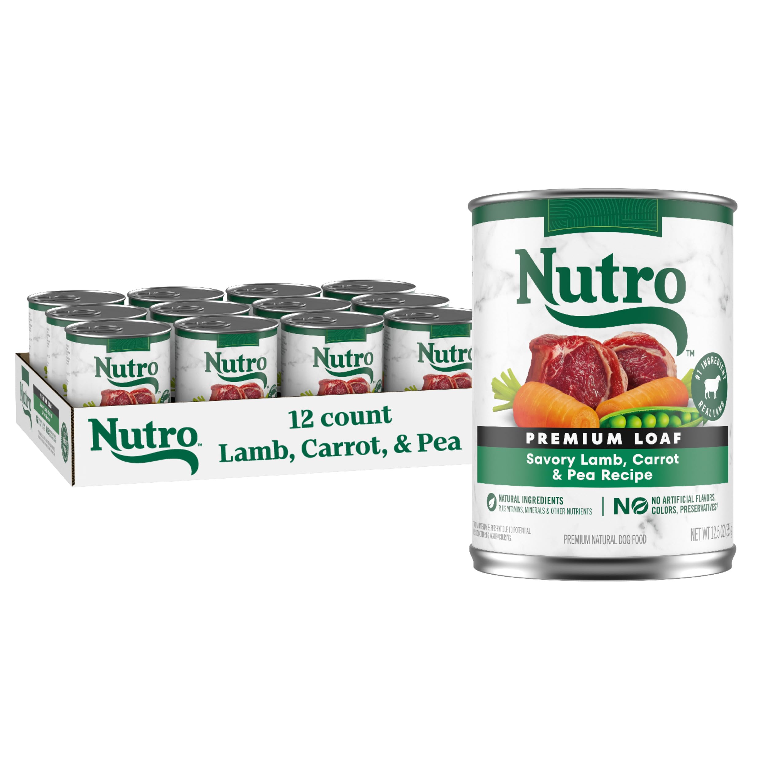 Nutro Premium Loaf: lata de cordero, sabor real para perros adultos.