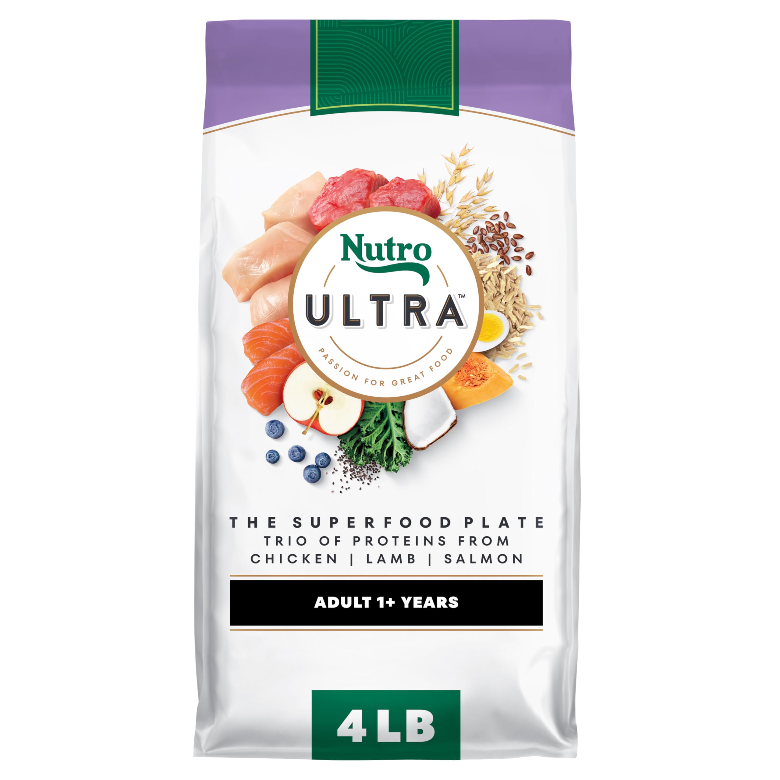Nutro Ultra para perros adultos con pollo, promueve energía diaria y pelaje sano.