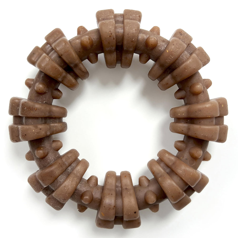 Nylabone Anillo Texturizado con sabor carne para perros pequeños, ideal para masticación diaria.