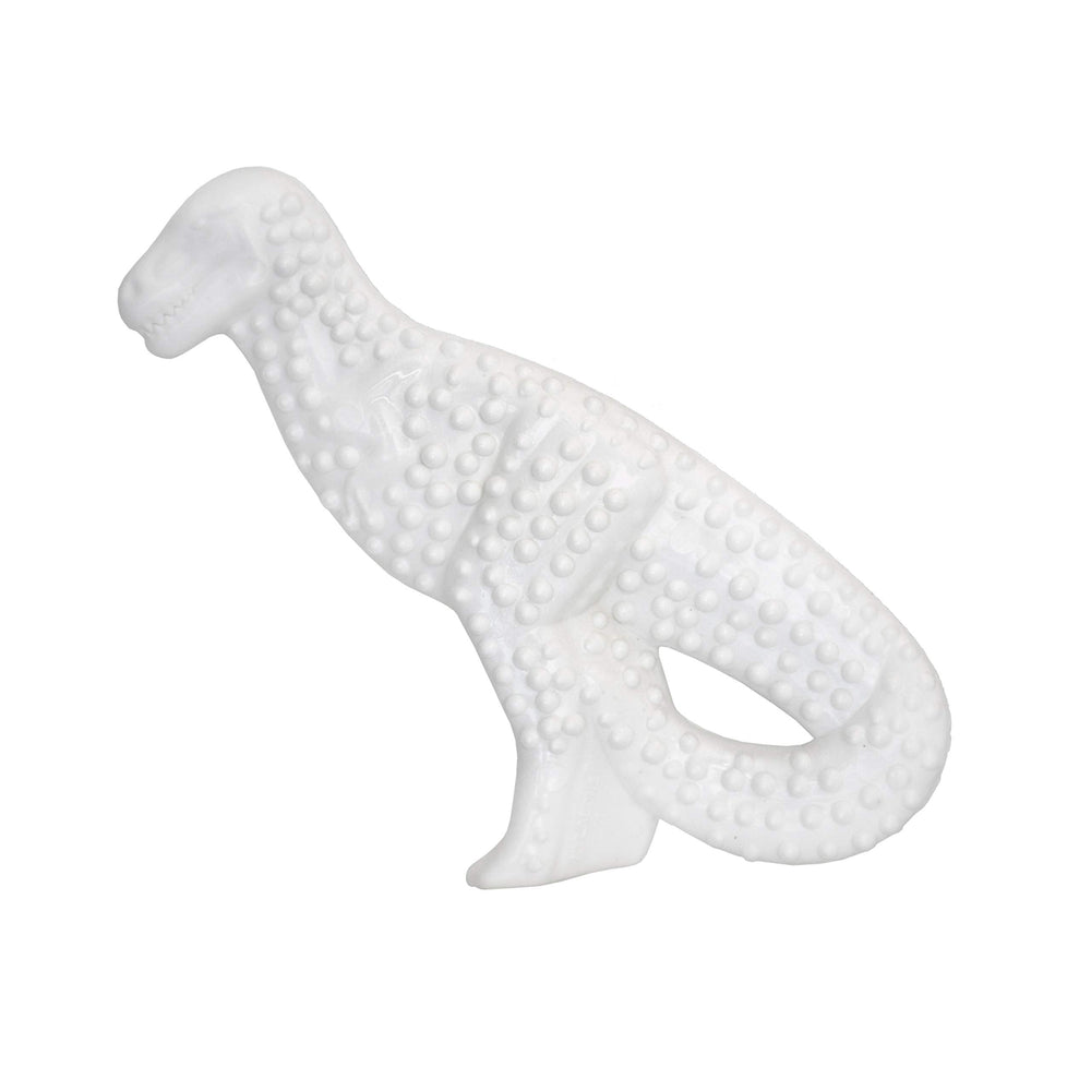 Nylabone Dinosaurio Poder Masticar ayuda a mantener la sonrisa limpia durante cada juego.