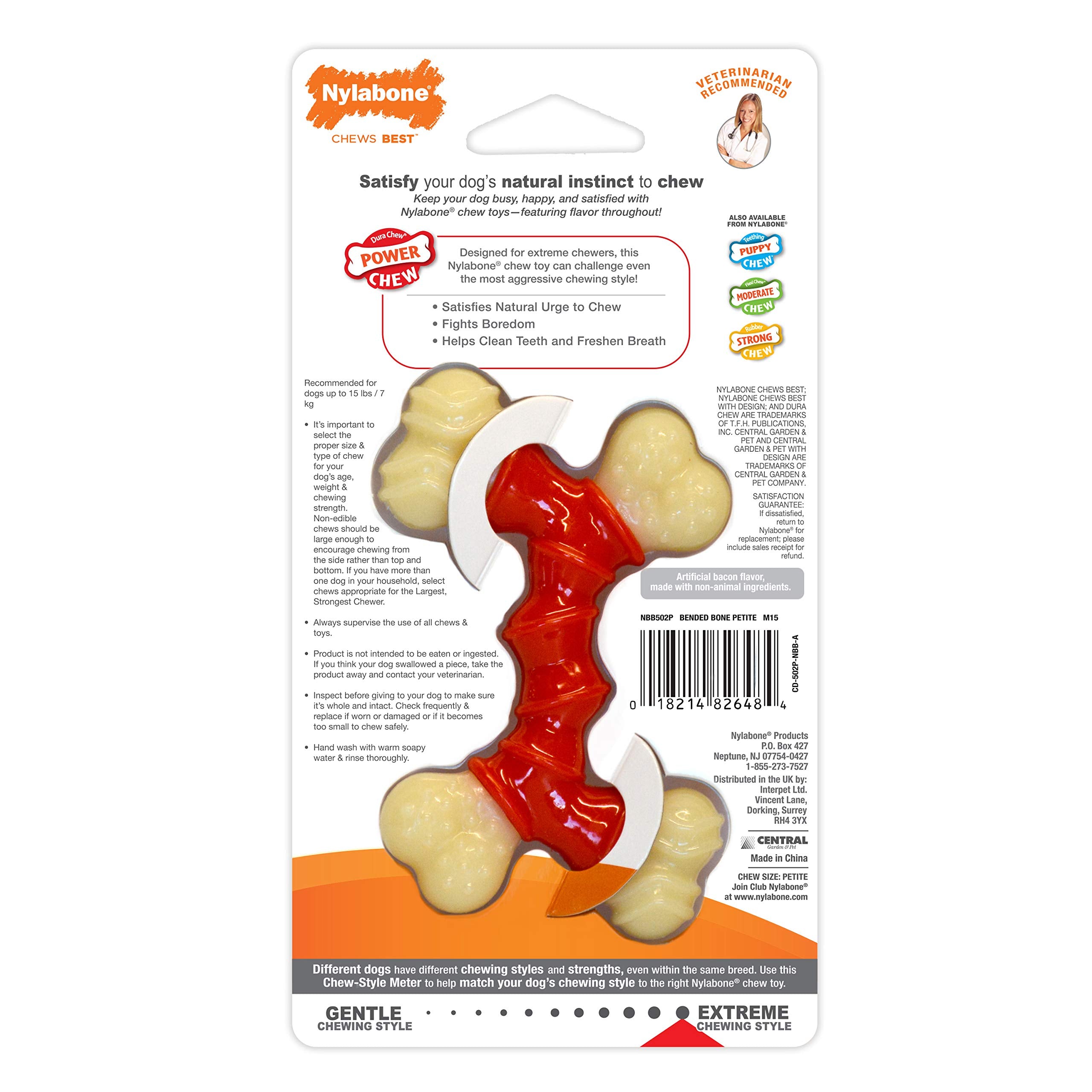 Nylabone Hueso Doble Potencia, cuatro extremos para mordida más variada.