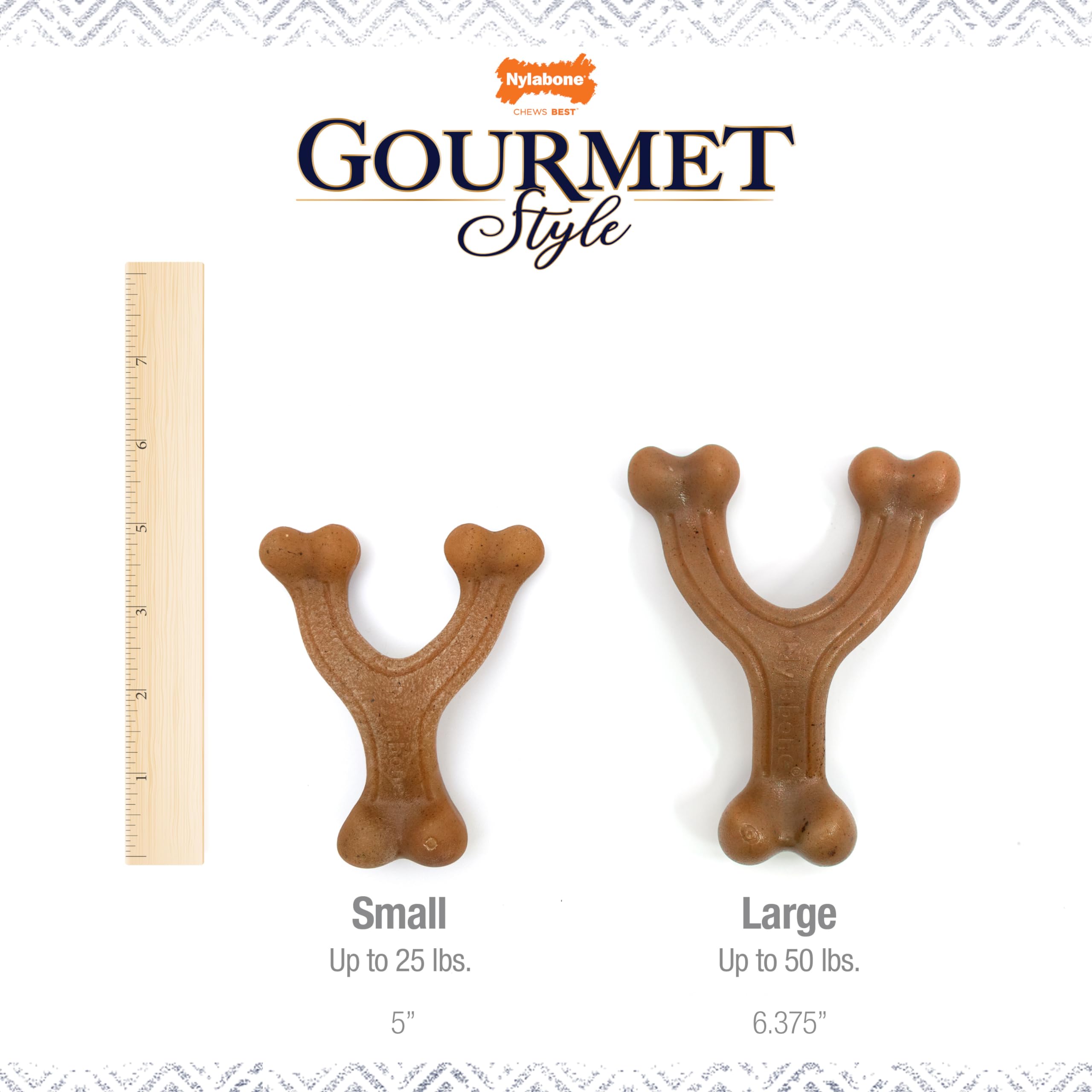Nylabone Gourmet Style Wishbone forma ergonómica de hueso