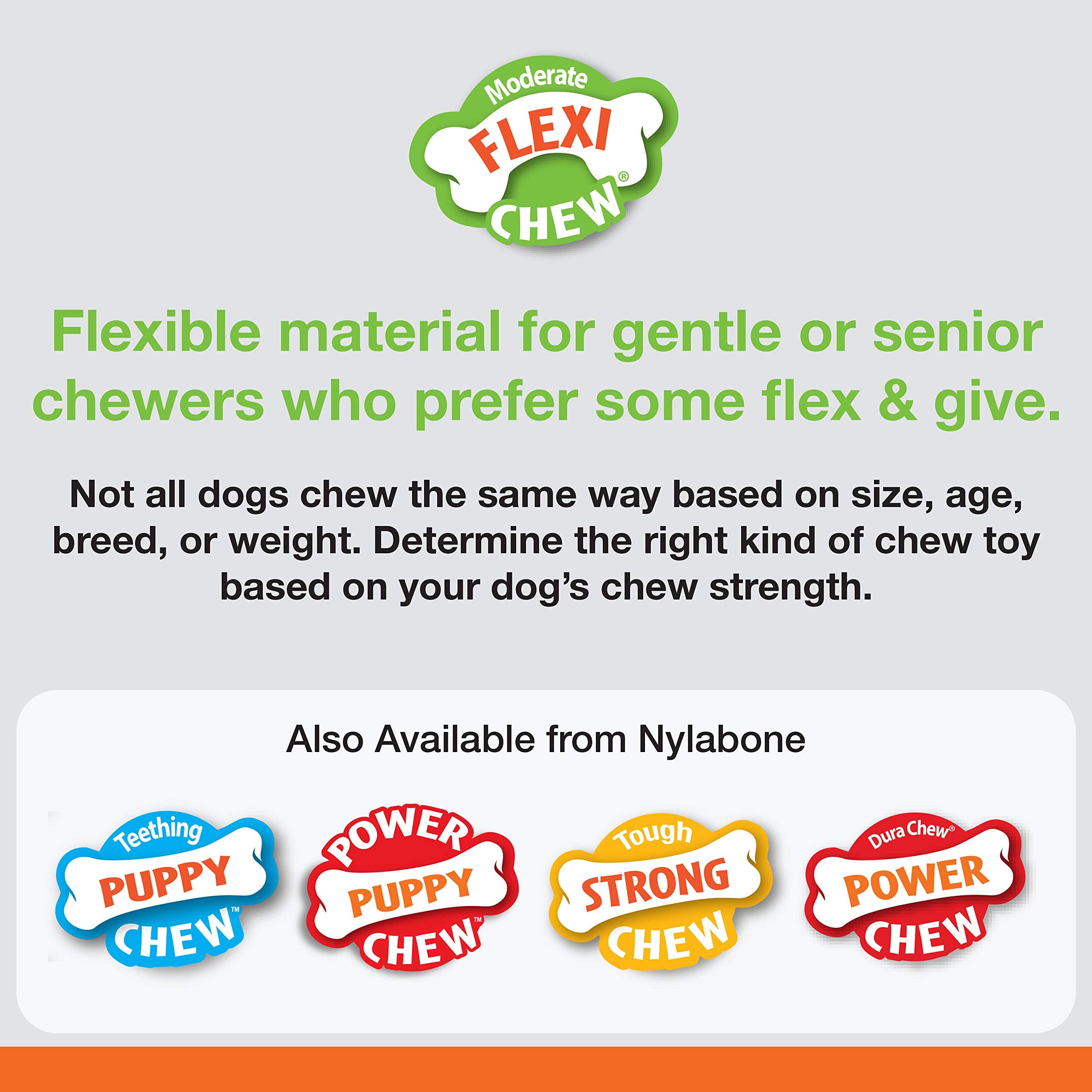 Nylabone Flexi Chew sabor tocino natural, recompensa sabrosa para masticar.