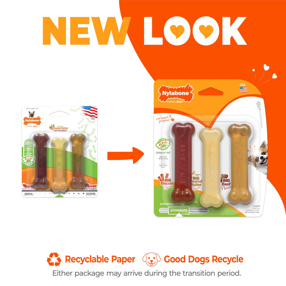 Hueso Flexi sabor mantequilla de maní para perros, juego prolongado