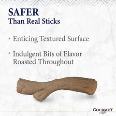 Nylabone Gourmet Style: forma universal amada, alternativa segura a palos reales.