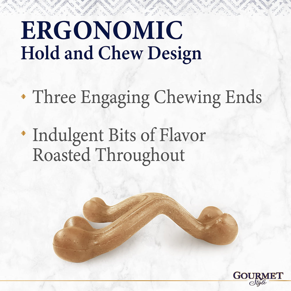 Nylabone Gourmet Style Wishbone forma arco ergonómica, cómoda de morder desde cualquier ángulo