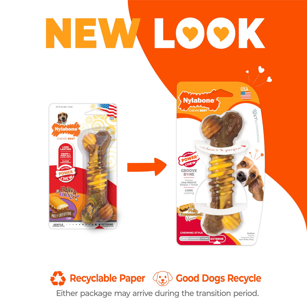 Nylabone Groove Sabor estilo Filadelfia, para perros curiosos