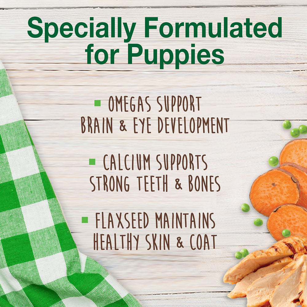 Nylabone Healthy Edibles con DHA para apoyar desarrollo cerebral y visual en cachorros.