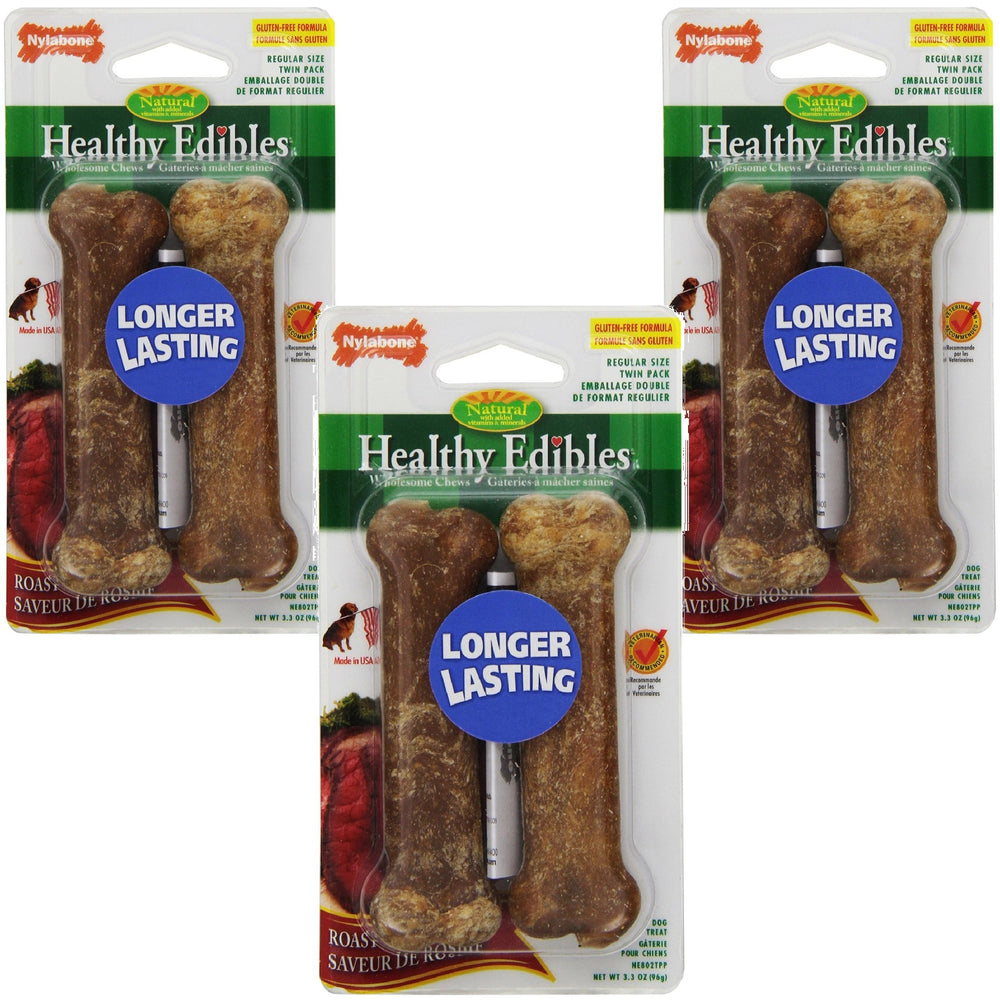 Nylabone Healthy Edibles, huesos roast beef, snack sabroso y fácil de digerir para perros