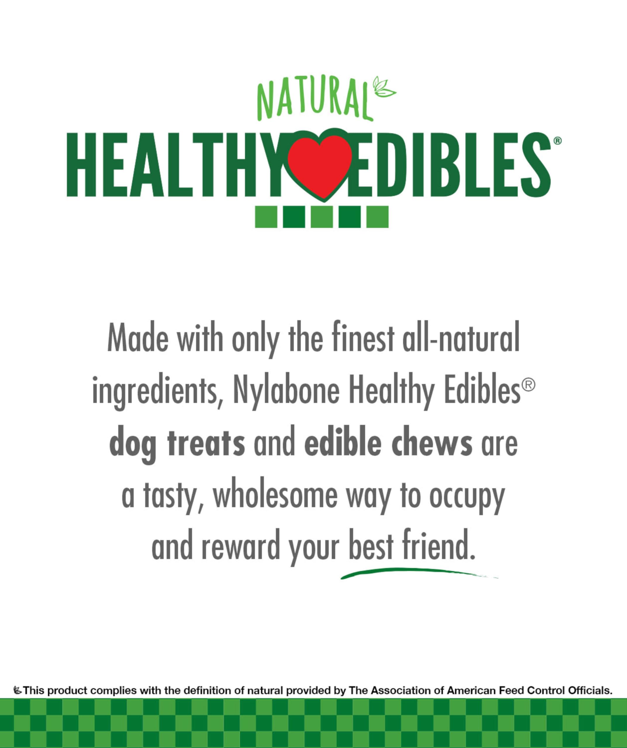 Nylabone Healthy Edibles, ingredientes naturales: opciones sanas sin conservantes artificiales.