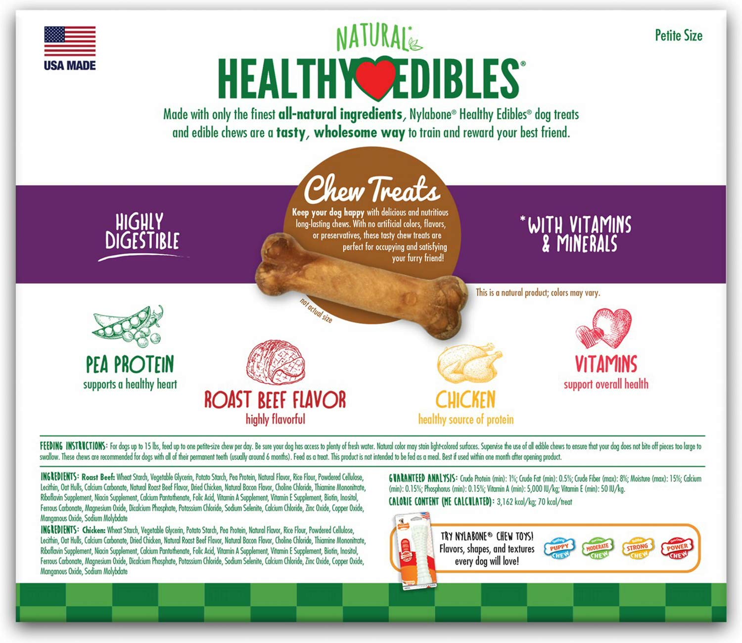 Nylabone Healthy Edibles: empaque pequeño 136 unidades para recompensas consistentes