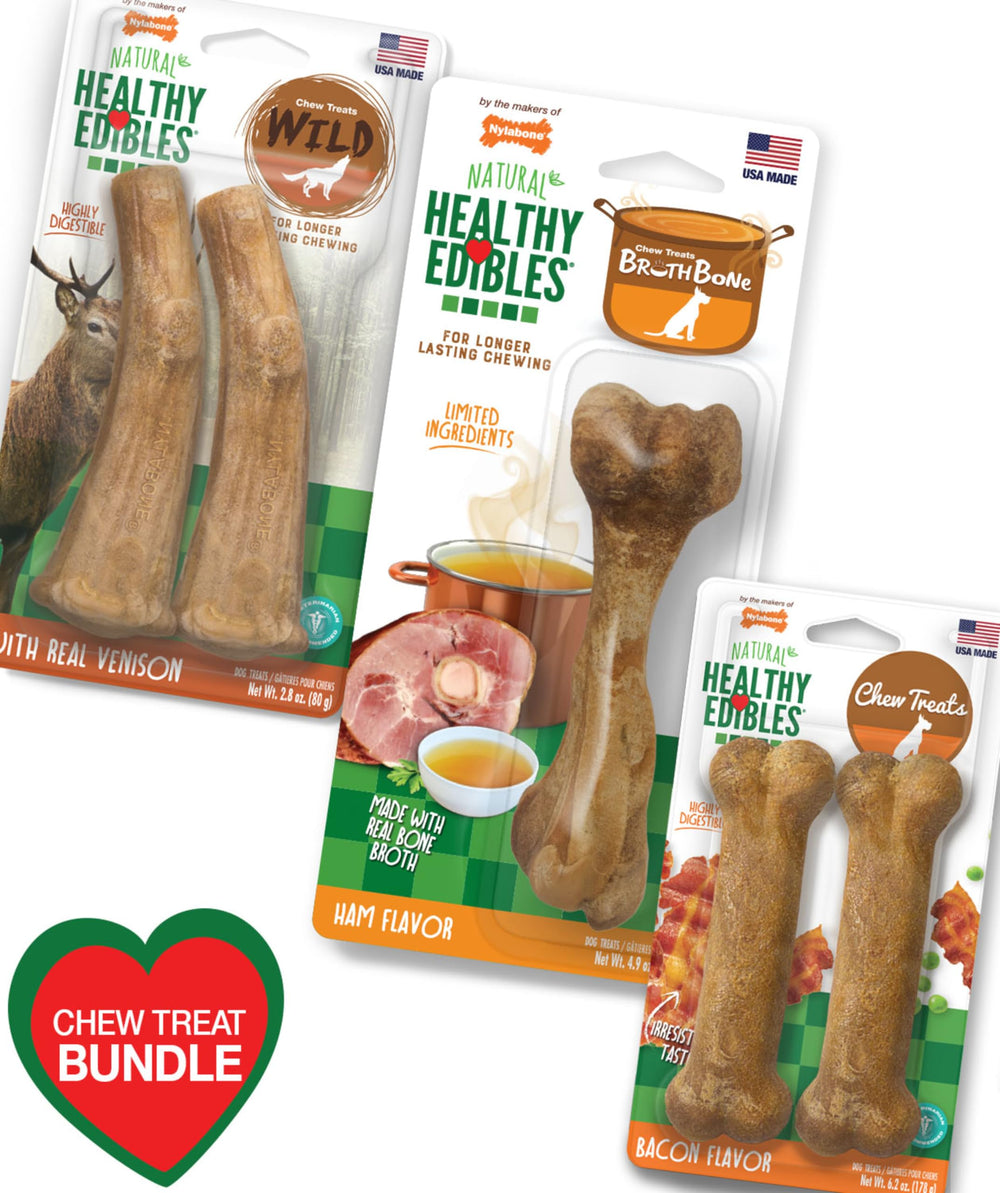 Nylabone Healthy Edibles para perros medianos: mejor tamaño para perros de hasta 35 libras.