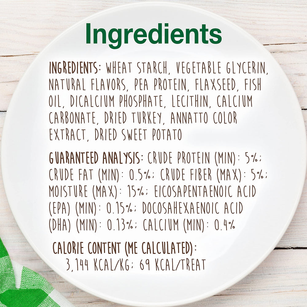 Nylabone Healthy Edibles sin conservantes ni colorantes artificiales para perros.