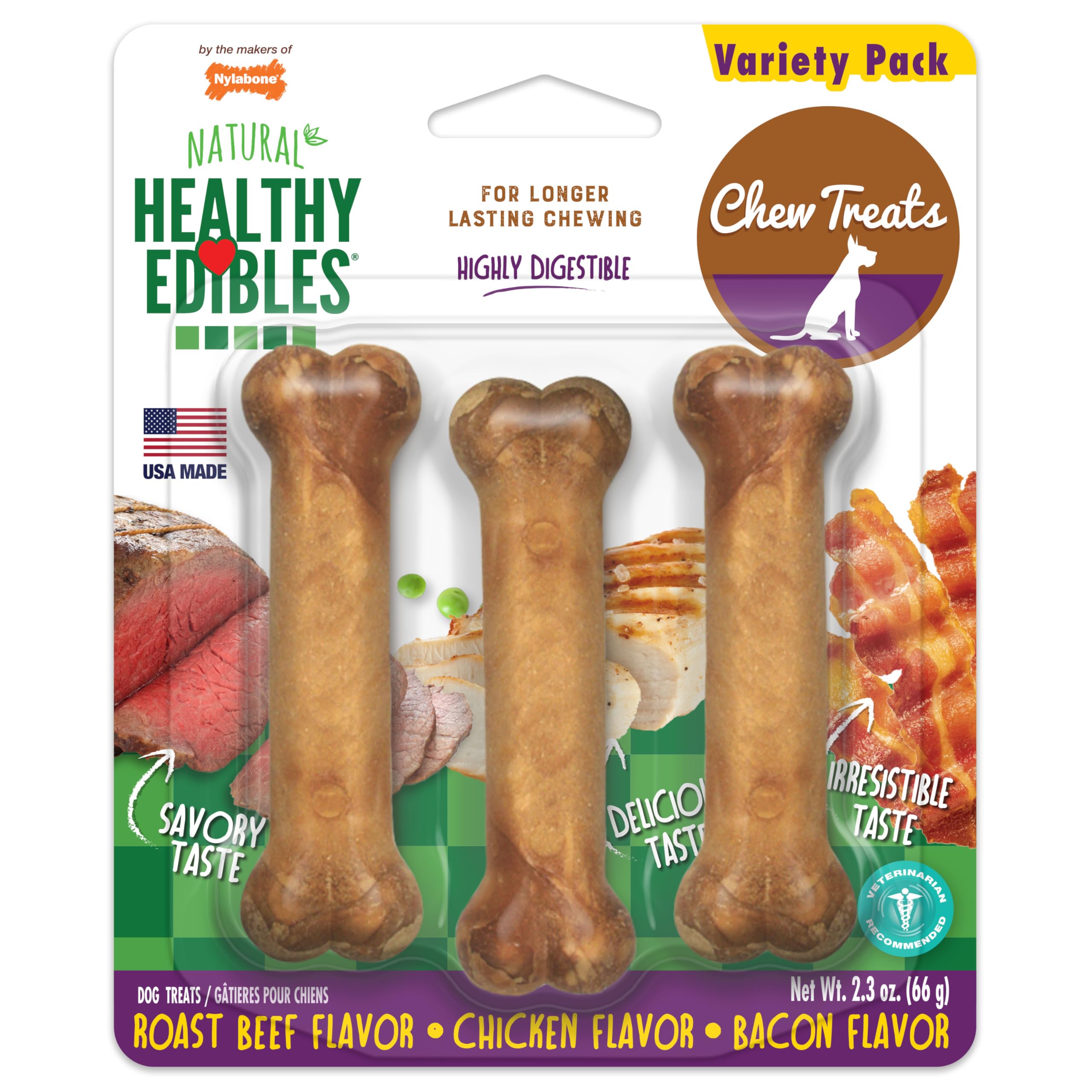 Nylabone Healthy Edibles en paquete de variedades, recompensa para perros.