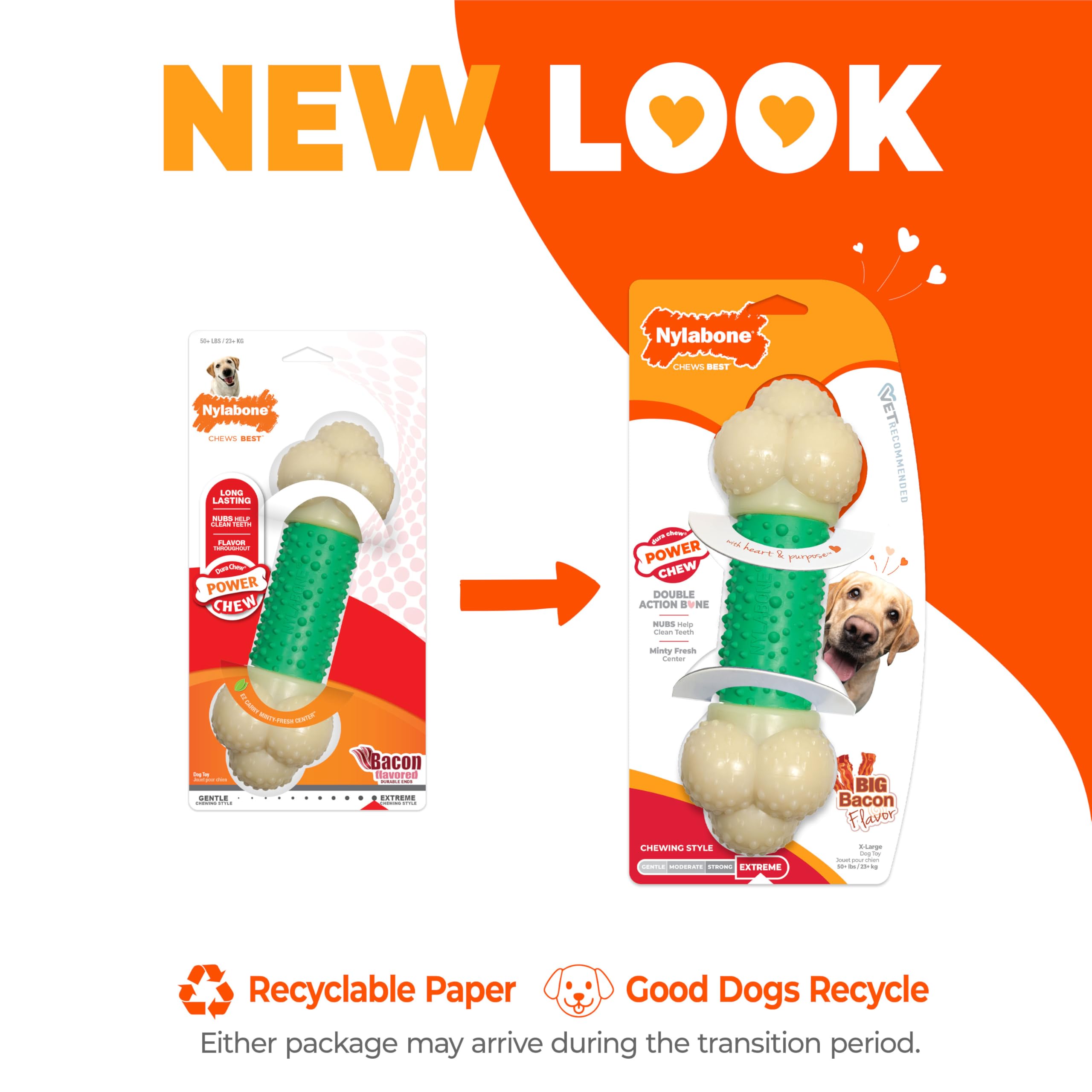 Hueso Nylabone duradero de nylon para masticación intensa
