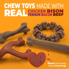 Nylabone Hueso femur texturizado con bison y venado para entretenimiento seguro.