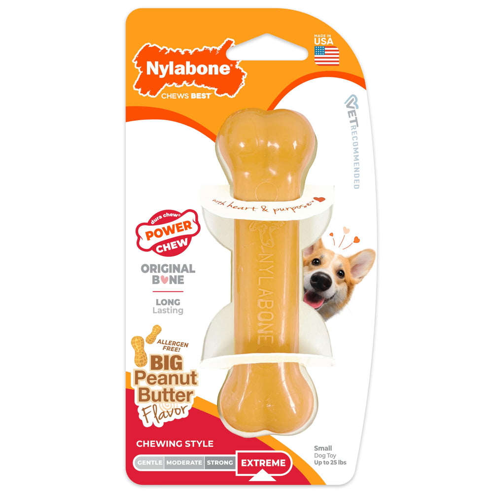 Nylabone Hueso Original contribuye a la higiene dental durante la masticación.