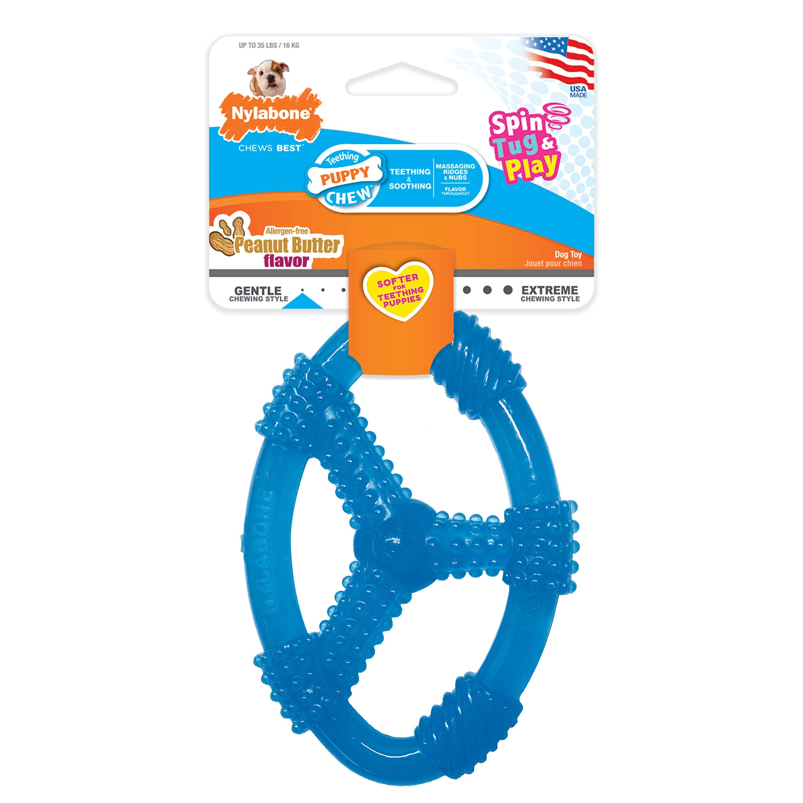 Nylabone Spin Tug Play: juguete resistente para juego diario.