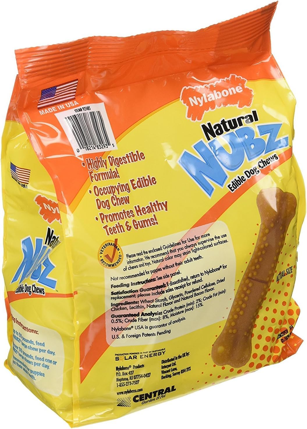 Nylabone Natural Nubz, paquetes 22 piezas por bolsa, masticación agradable para perros
