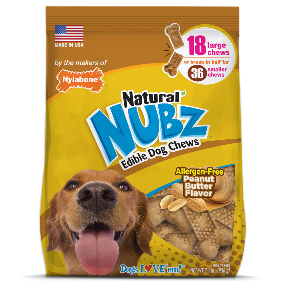 Nylabone Nubz Natural con sabor mantequilla de maní para perros grandes, ayuda a limpiar dientes.