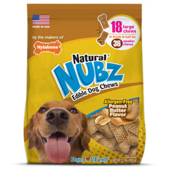 Nylabone Nubz Natural con sabor mantequilla de maní para perros grandes, ayuda a limpiar dientes.
