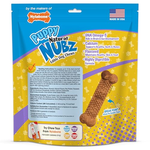Nylabone Nubz sabor pavo y batata para entrenamiento diario.