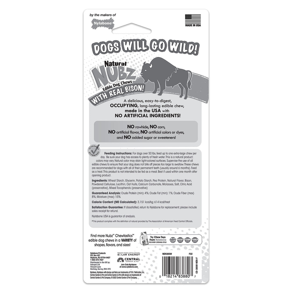 Nylabone Nubz Wild, sabor de bison, recompensa segura para entrenamiento diario