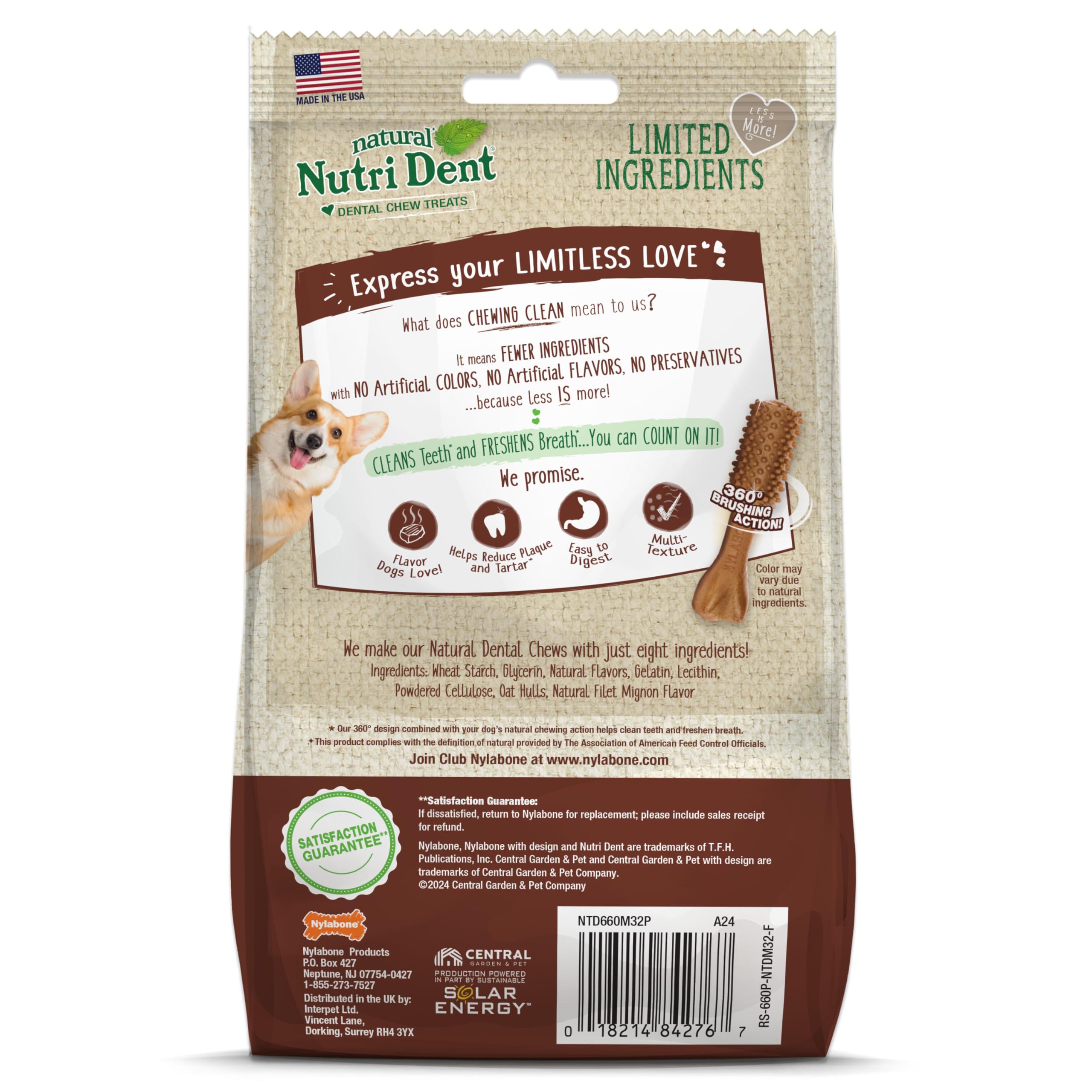 Nylabone Nutri Dent hecho en Estados Unidos, calidad natural