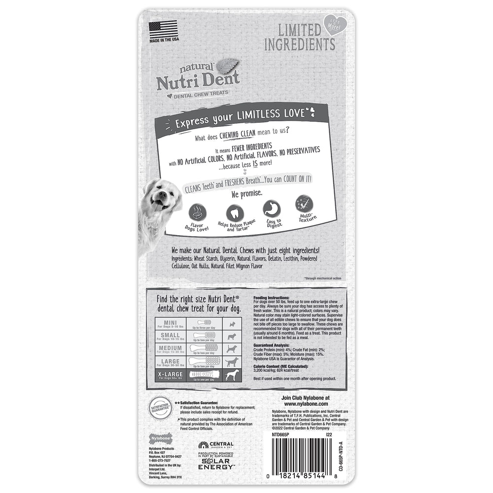 Nylabone Nutri Dent natural y altamente digestible, sin colores artificiales.