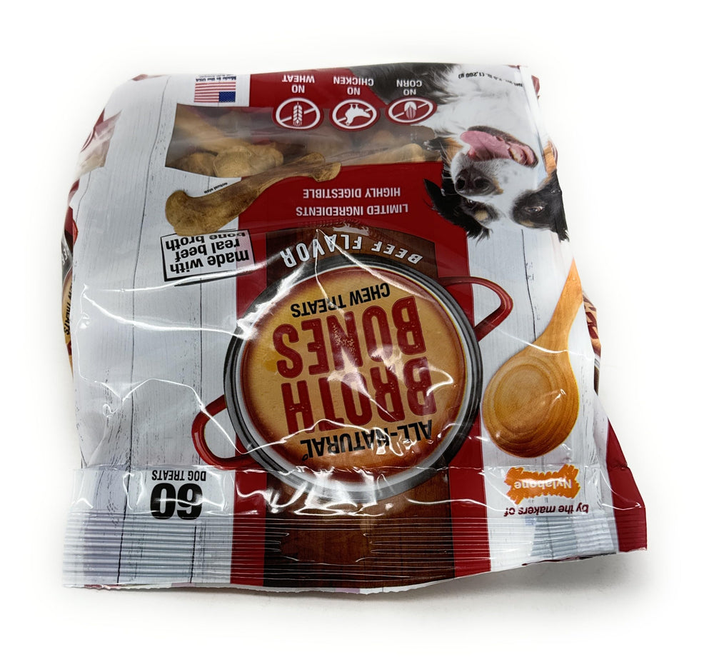 nylabone huesos de caldo de res: peso total de 2.6 libras.