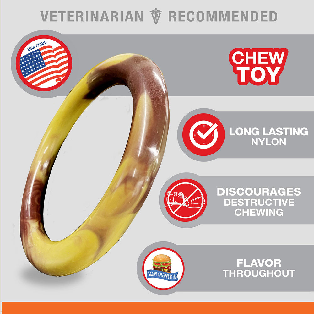 Nylabone Potenciador de Masticación, anillo liso duradero para perros grandes fomenta hábitos de masticación
