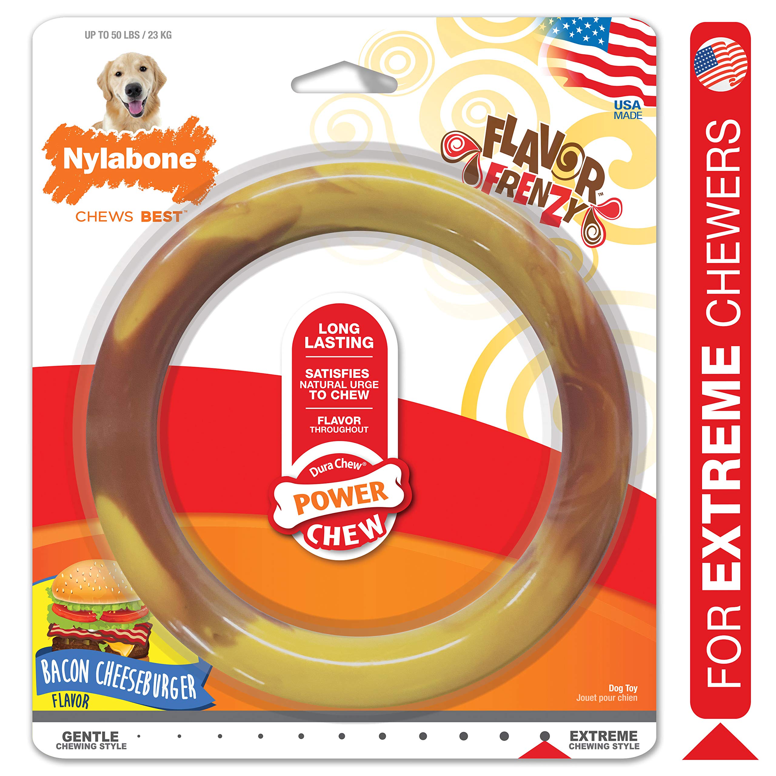 Nylabone Potenciador de Masticación, anillo liso mantenimiento y entretenimiento para perros
