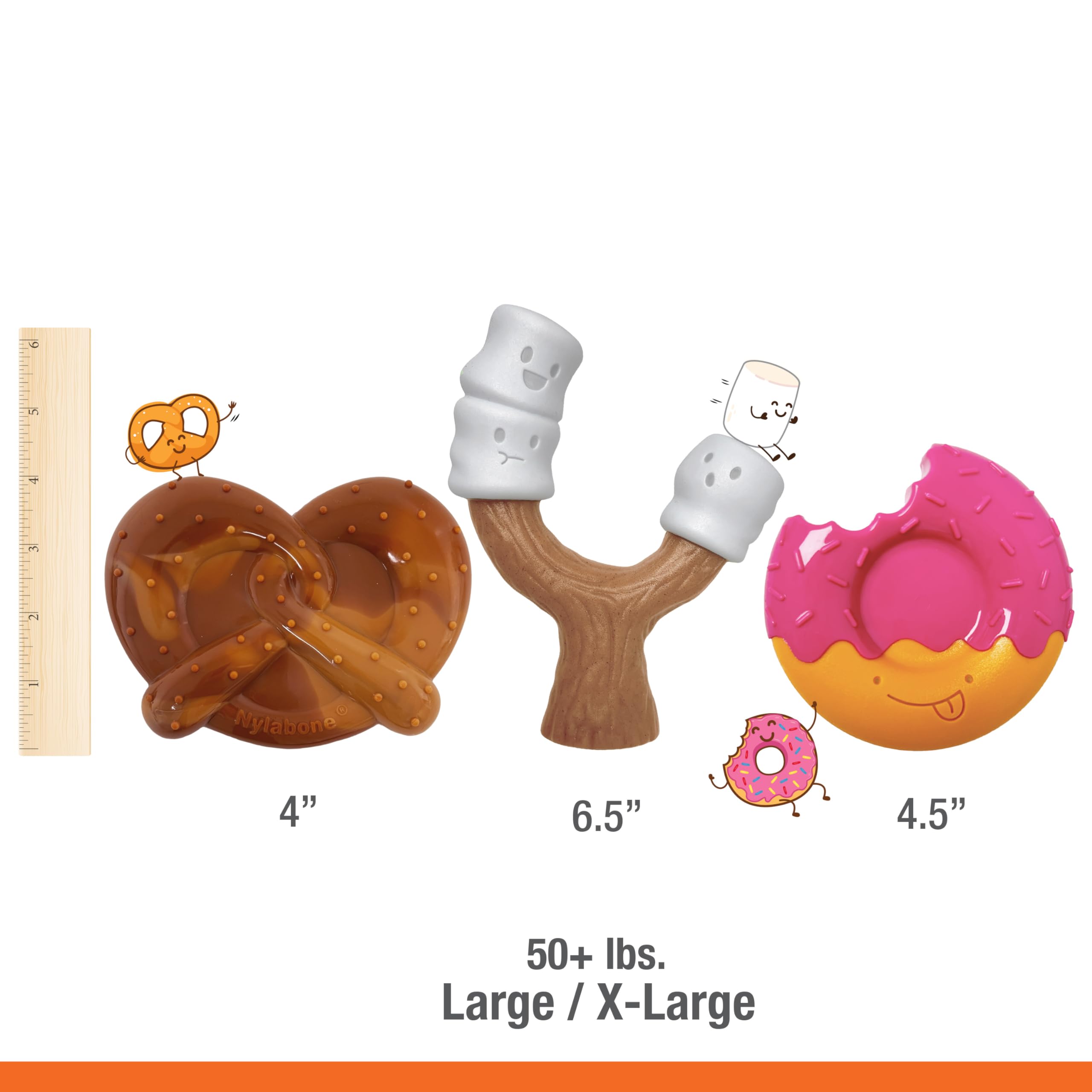 Nylabone Power Chew Bundle malvaviscos tostados, detalle: borde grueso para masticación controlada.