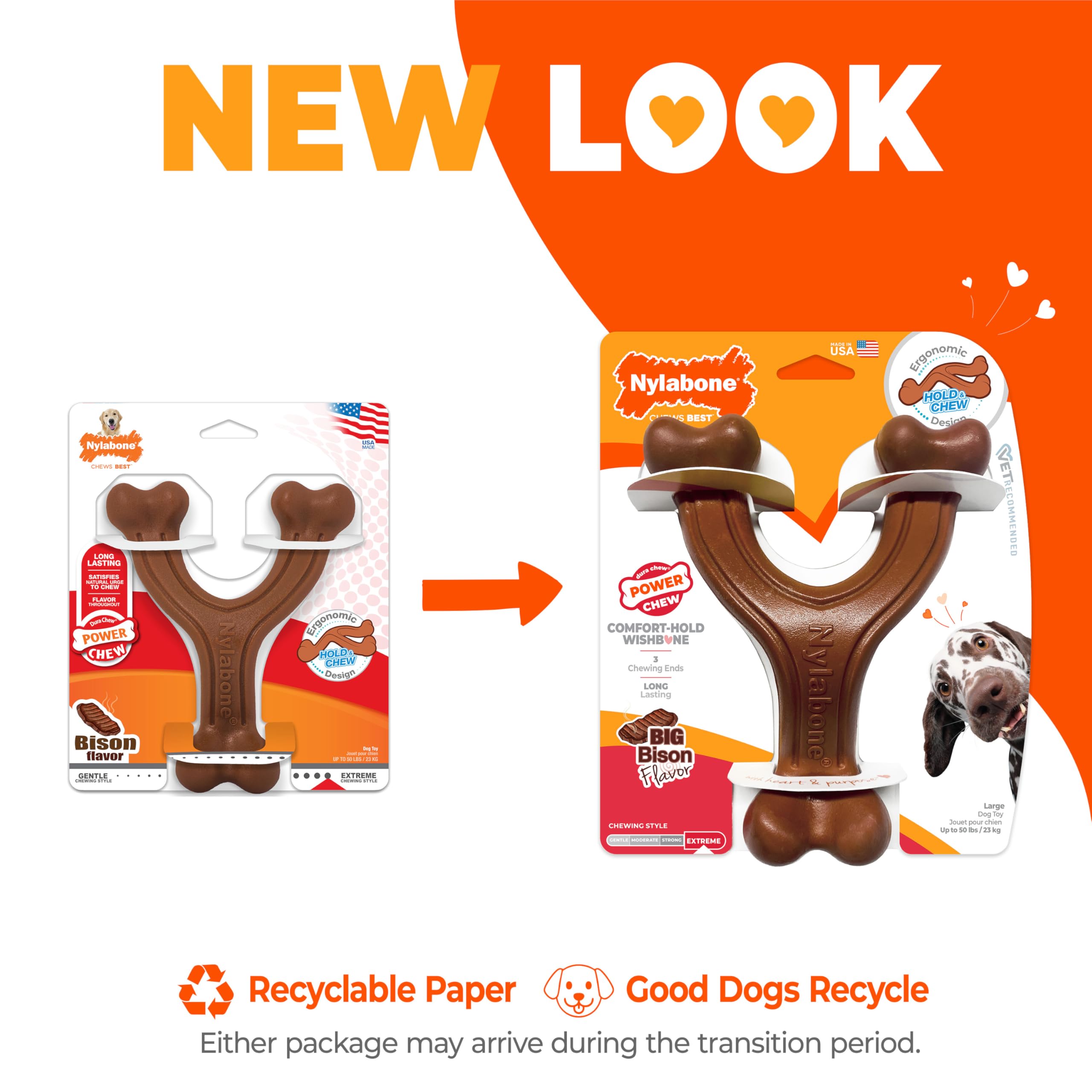 Nylabone con sabor a bisonte, masticación de larga duración.