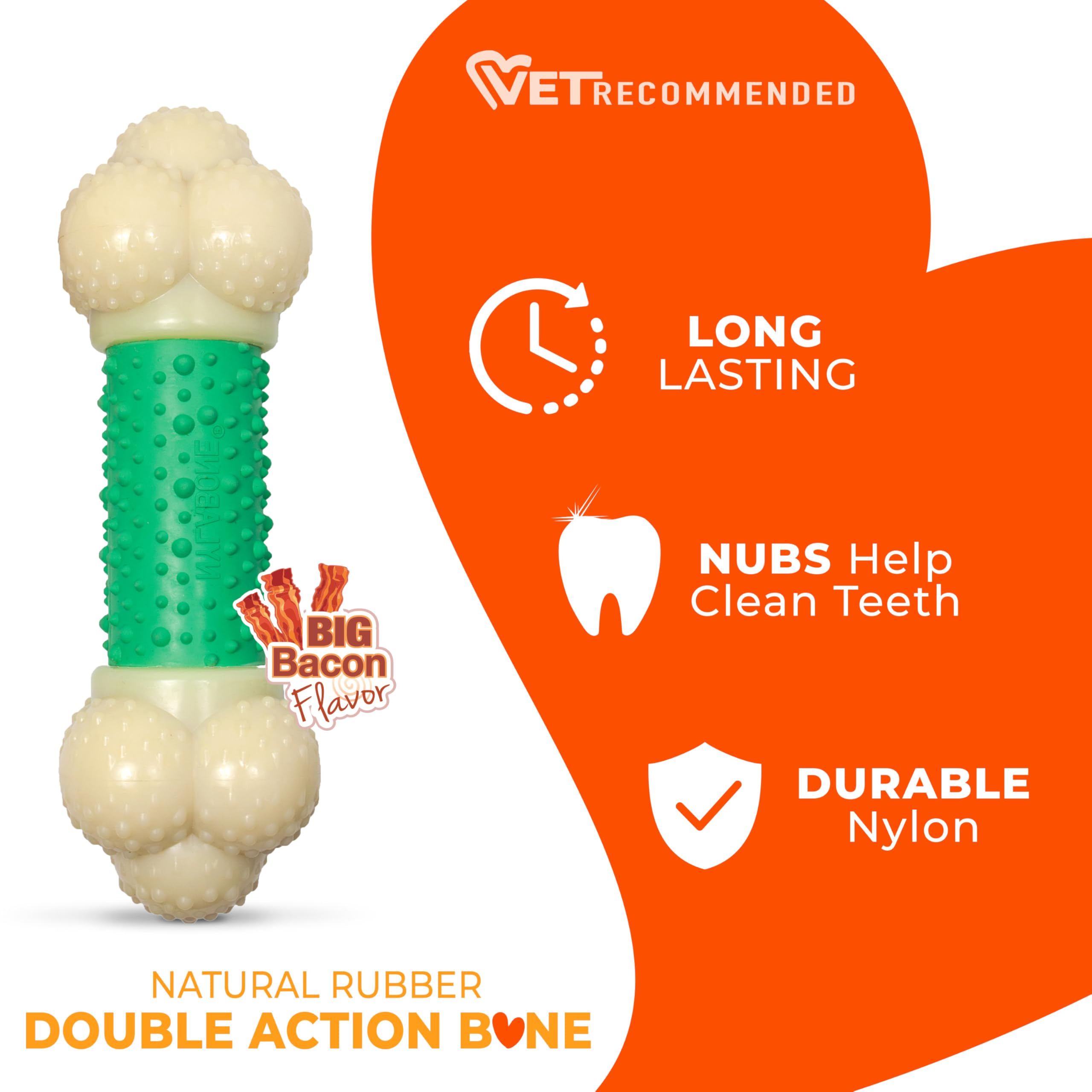Hueso Nylabone con sabor a tocino para hábitos de masticación positivos