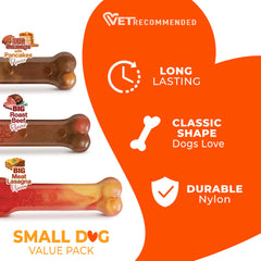 Nylabone sabor panqueques y salchicha, sabor atractivo durante la masticación.