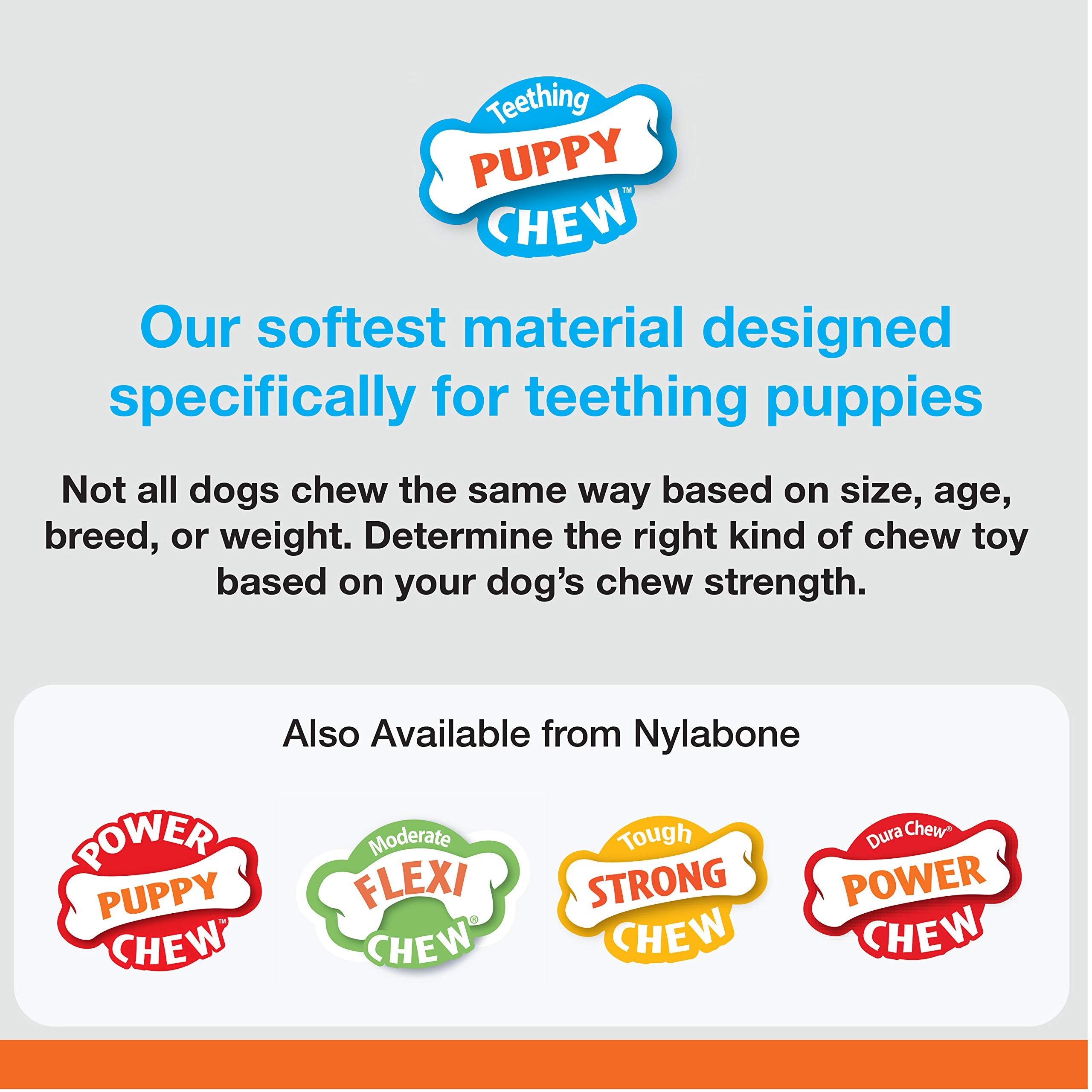 Nylabone texturas suaves dentición para cachorros, promueve mordida controlada durante la dentición.