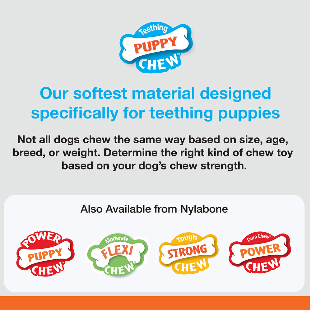 Nylabone texturas suaves dentición para cachorros, promueve mordida controlada durante la dentición.