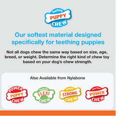 Nylabone texturas suaves dentición para cachorros, promueve mordida controlada durante la dentición.