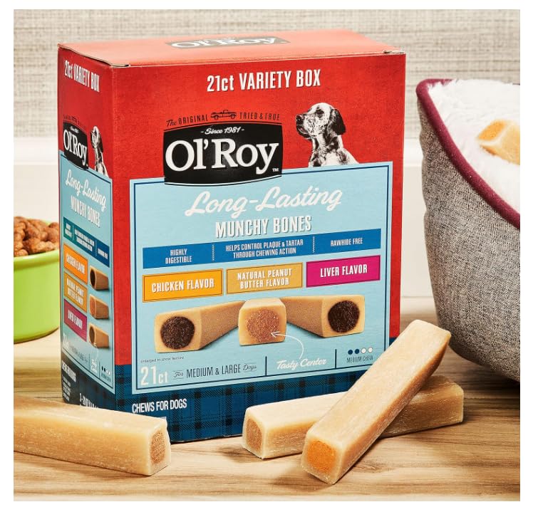 O- Roy Munchy Bones sabor pollo, premio sabroso para entrenamiento