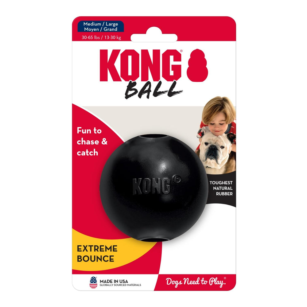 KONG Extremo bola negra, ideal para obediencia y juegos.