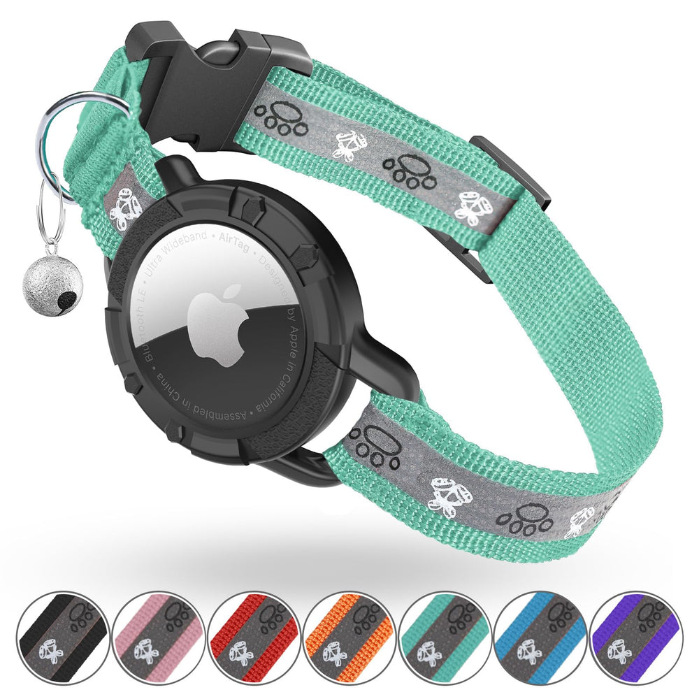 Odokele collar AirTag integrado en verde para localización rápida.