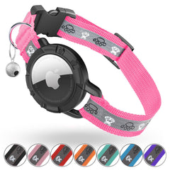 Odokele collar para gato con AirTag integrado en rosa fucsia, facilita el seguimiento de la mascota.