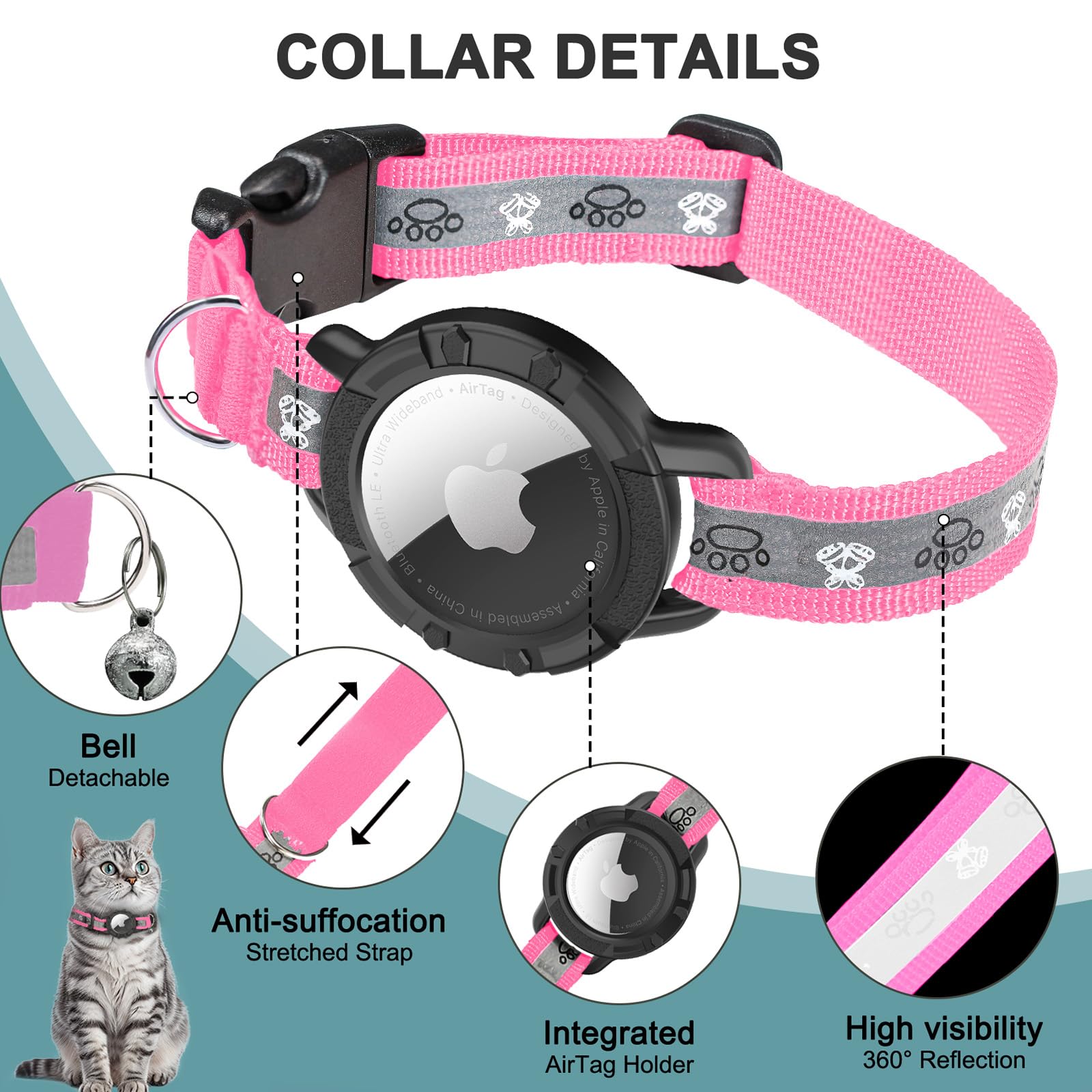 Odokele collar ligero de nylon, cómodo para uso prolongado.