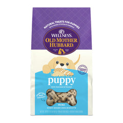 Old Mother Hubbard galletas para cachorros mini, empaque práctico para entrenamiento diario.