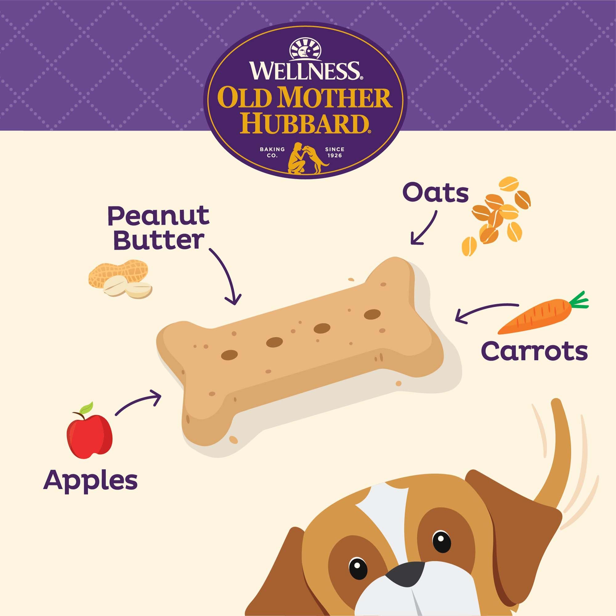 Galleta dental crujiente de Old Mother Hubbard Wellness P-Nuttier para entrenamiento canino