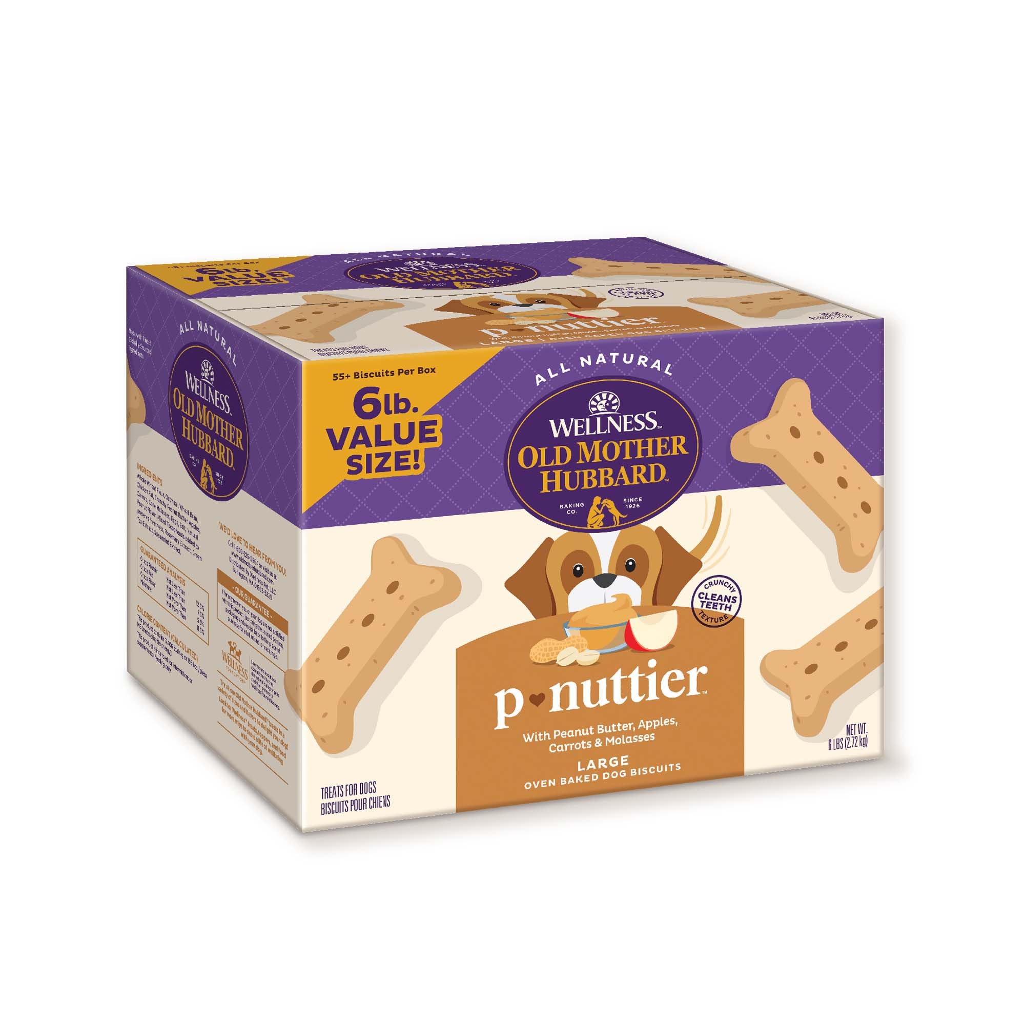 Galleta para perros Old Mother Hubbard Wellness P-Nuttier con mantequilla de maní y textura crujiente para premiar