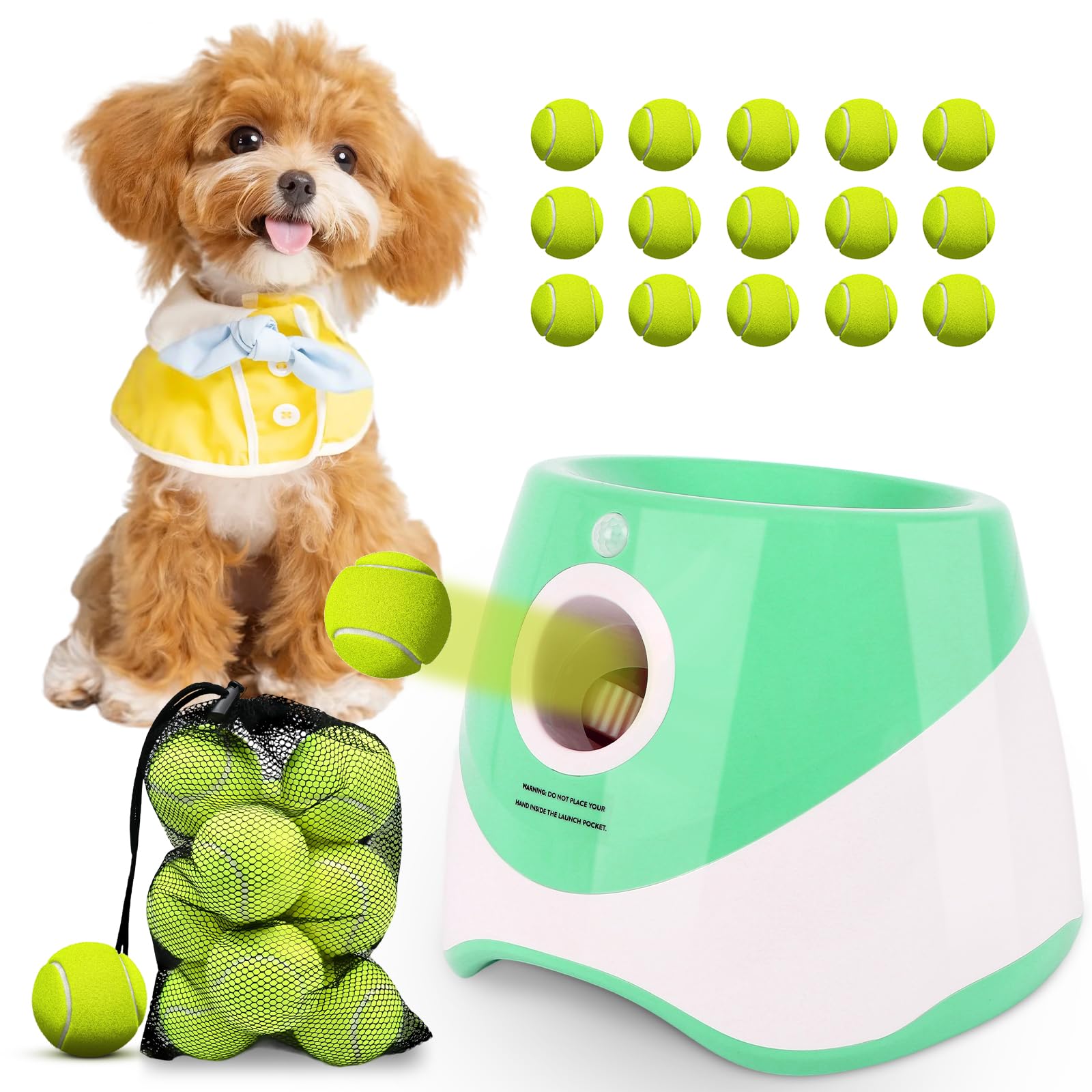 OLenyer lanzador automático para perros con pelotas mini tenis; perfecto para juego diario.