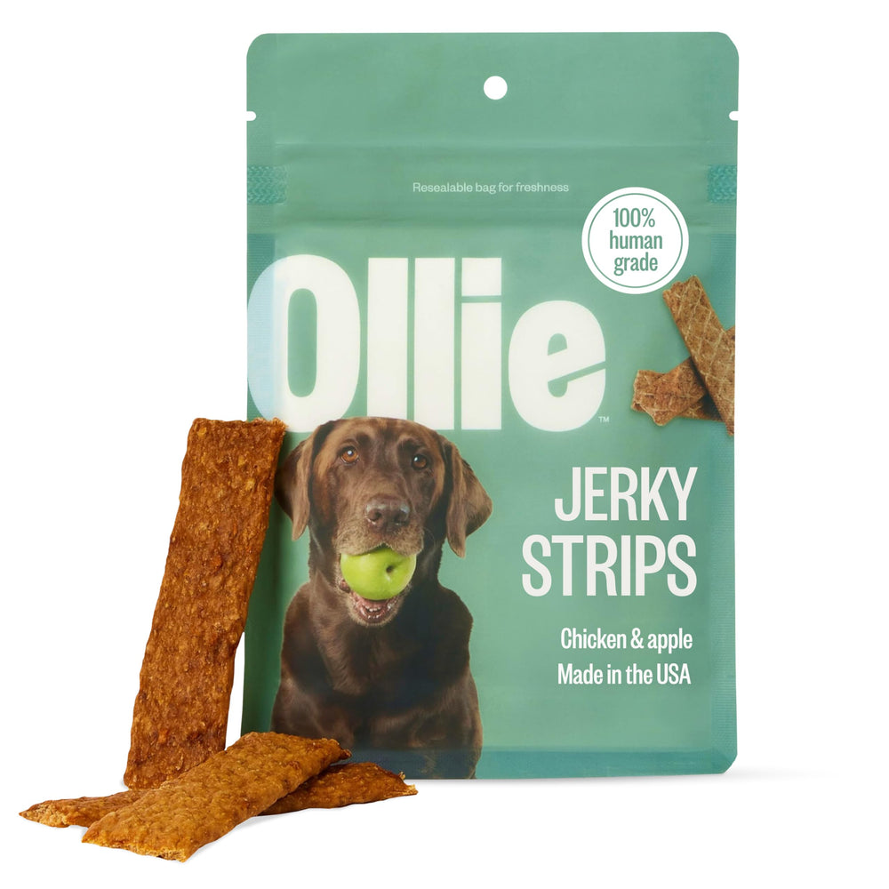 Ollie Jerky de Pollo y Manzana: paquete de 3, premio sabroso para entrenamiento.